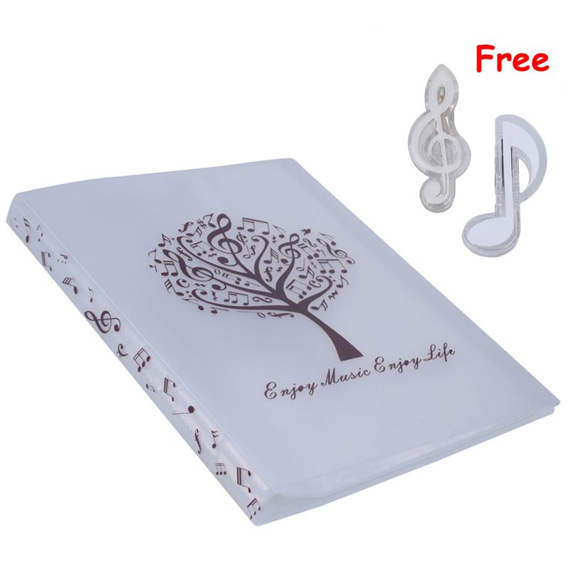 Music Tree Black Music Sheet File Paper Storage Folder Documents Holder Blank Sheet Files Plastic A4 Size 40 Pockets