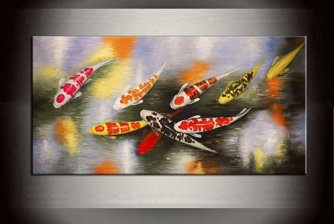 2020 Koi Fish Art Canvas 100 Handmade Modern Wall Art Decor Feng
