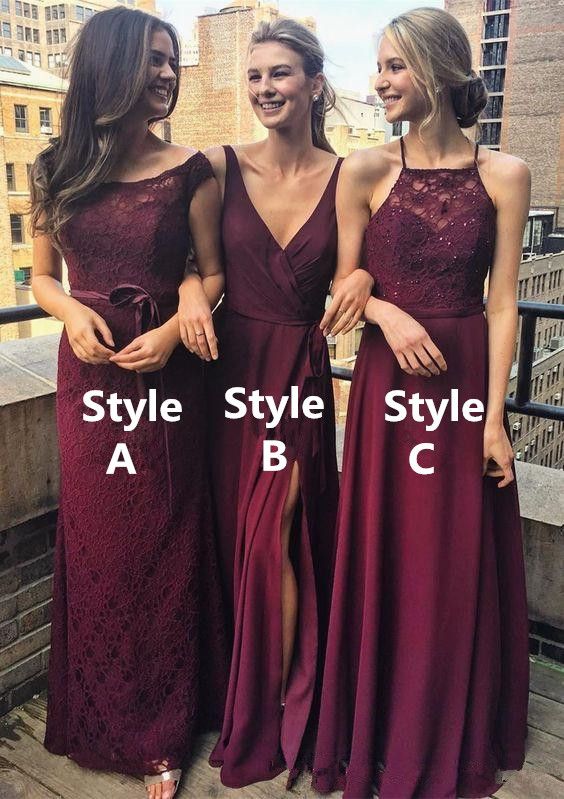 boho burgundy bridesmaid dresses