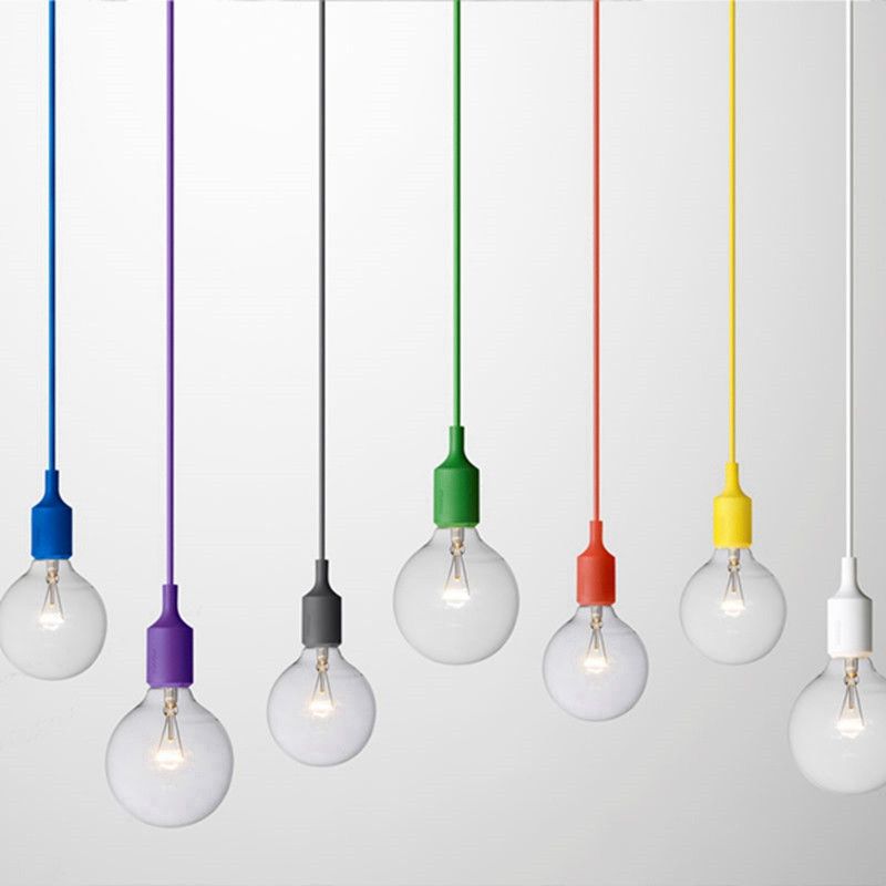 Portalampada pendente silicone lampadario soffitto sospensione vari colori E27 