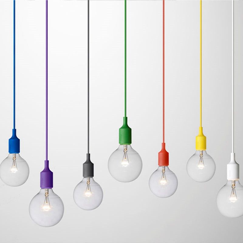 Portalampada pendente silicone lampadario soffitto sospensione vari colori E27 Portalampada pendente silicone lampadario soffitto sospensione vari colori E27
