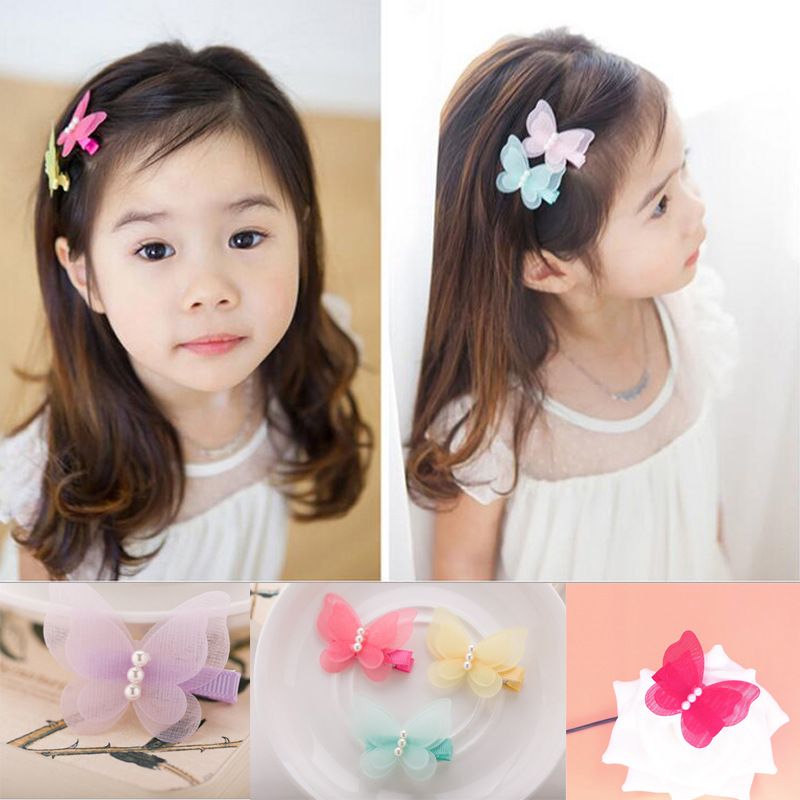Fashion Cute Simulated Yarn Butterfly Baby Pearl Hairpins Hair