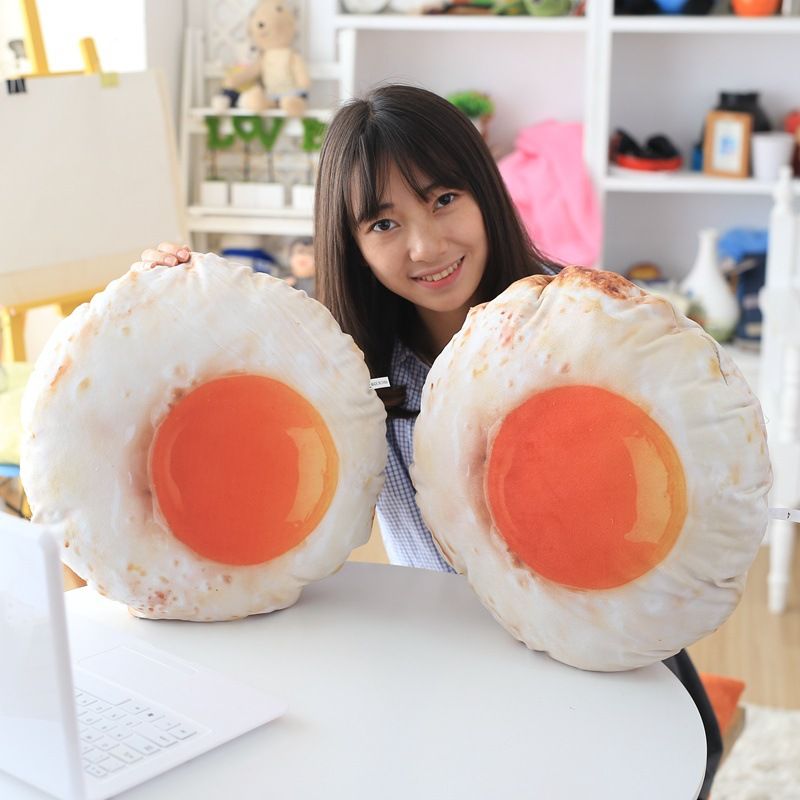 3d Printing Fried Egg Plush Cushion Cute Simulated Food Pattern