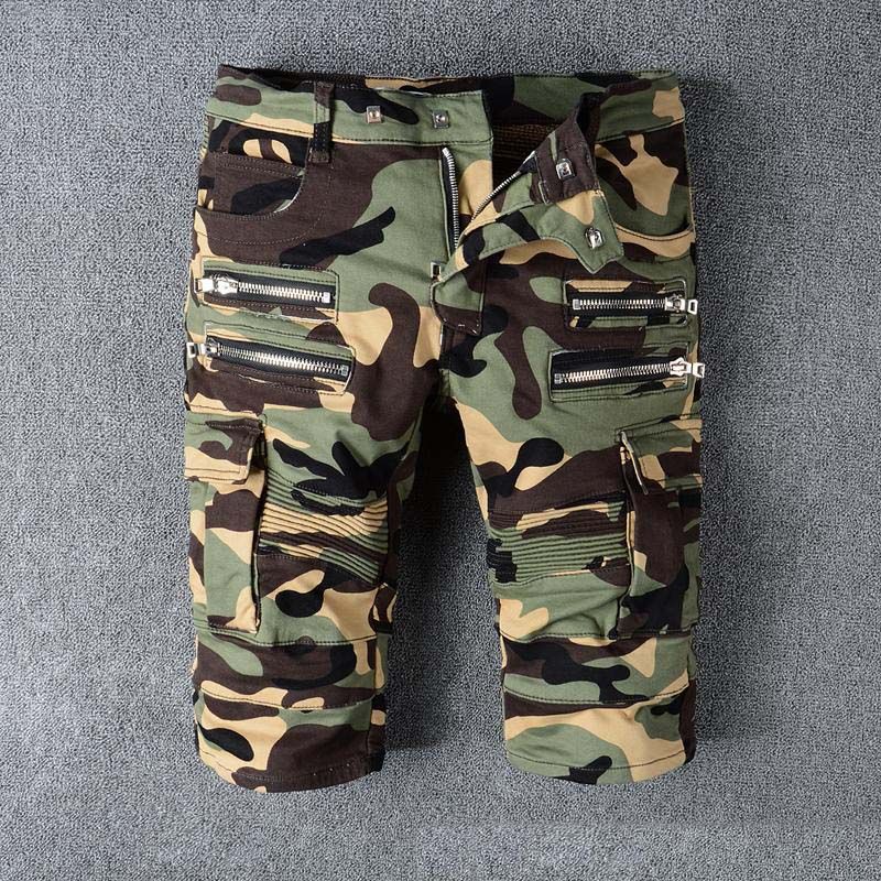 mens slim fit camo shorts