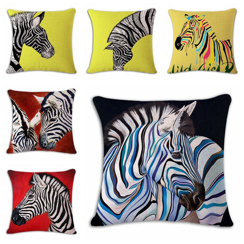 Colored Zebra Cushion Cover Modern Creative Almofada Sofa Chair