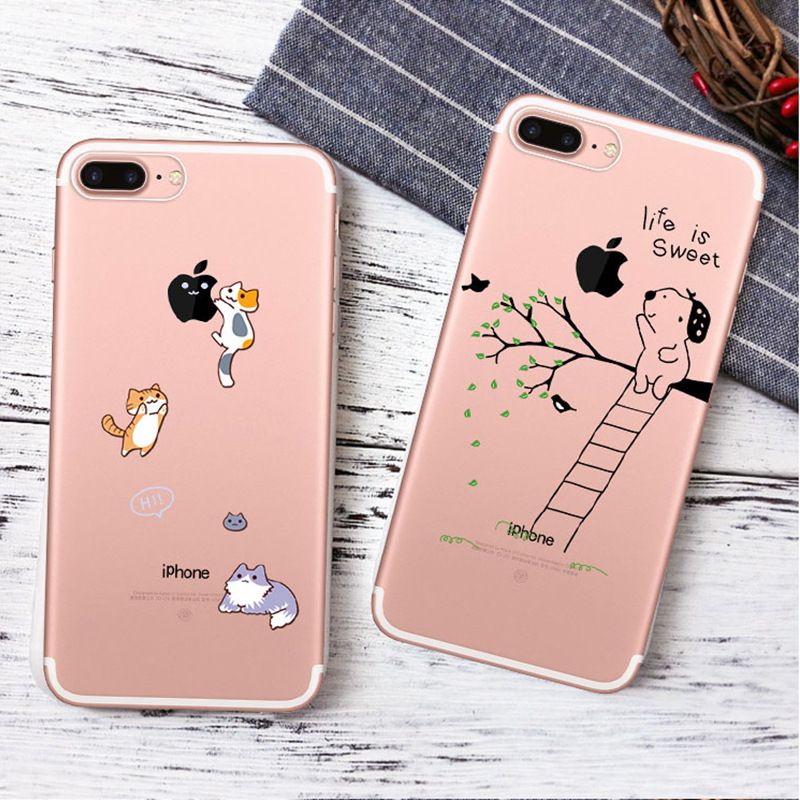 Cute Cartoon Animals Painted Phone case For iphone X 6 6S 7 8 Plus 5S  Samsung Galaxy S7 Edge S8 S9 Plus Note 8 Soft TPU iphone Case Cover