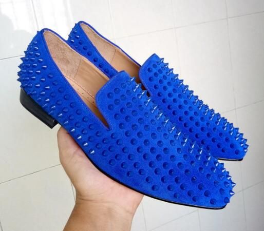 blue prom shoes with spikes
