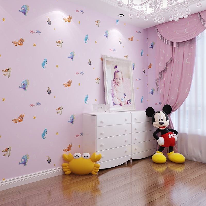 3D cartoon wall paper ocean fish kids room background wallpaper boy girl bedroom non - woven wallpaper 3D cartoon wall paper ocean fish kids room background wallpaper boy girl bedroom non - woven wallpaper