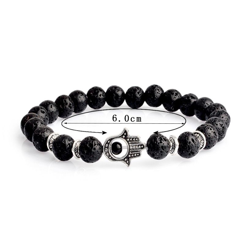 Hamsa Mano Chakra Piedras Preciosas pulsera con dijes Lava Piedra Cristal Curación Reiki