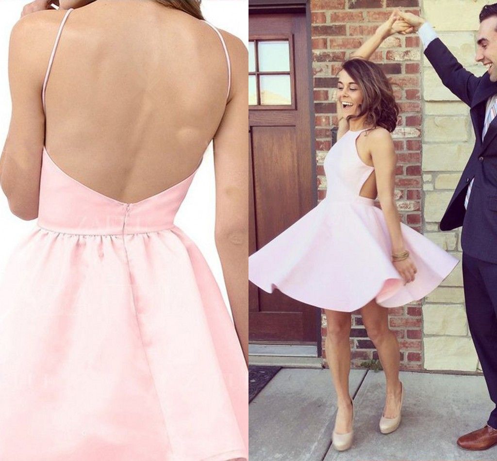 light pink backless dress