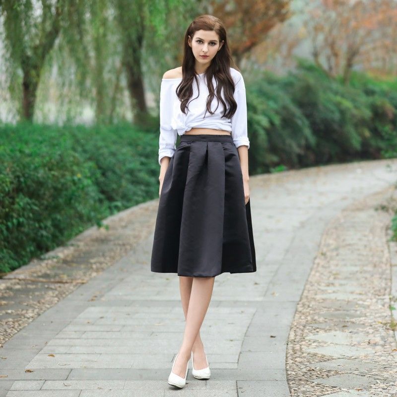 mid length satin skirts short