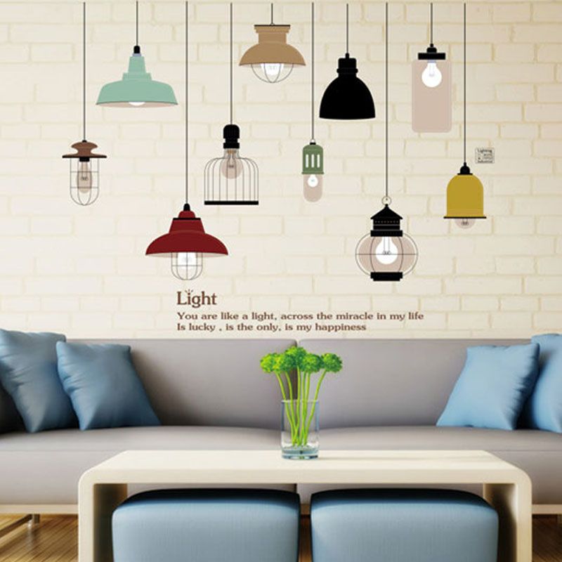 New Pvc Removable Art Retro Bulb Chandelier Wall Sticker Decal