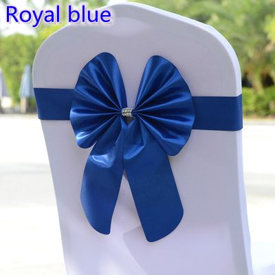 Royal Blue Colour Chair Sash Butterfly Style Bow Tie Stretch Sash Lycra