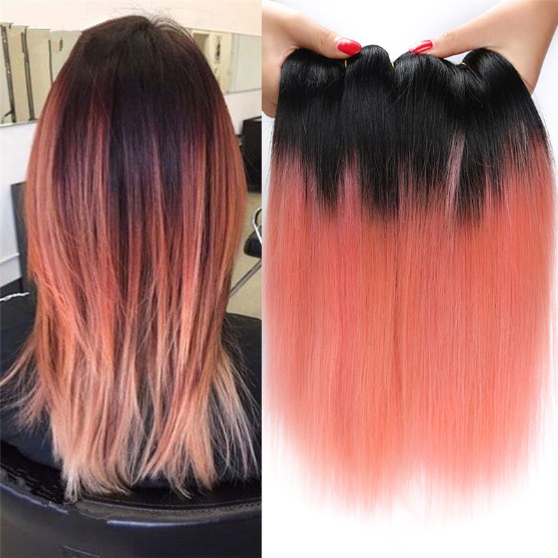 1b Rose Gold Peruvian Ombre Straight Hair Two Tone Human Hair Weave Bundles New Pink Gold Ombre Hair Extensions Nz 2019 From Dh Hair1 Nz 118 76