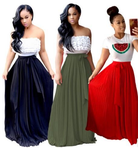 plus size maxi pleated skirts