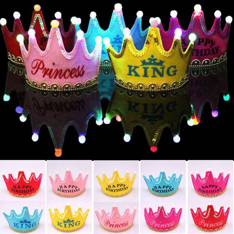 Christmas Decorations Hats Sequin Led Hats Happy Birthday Caps