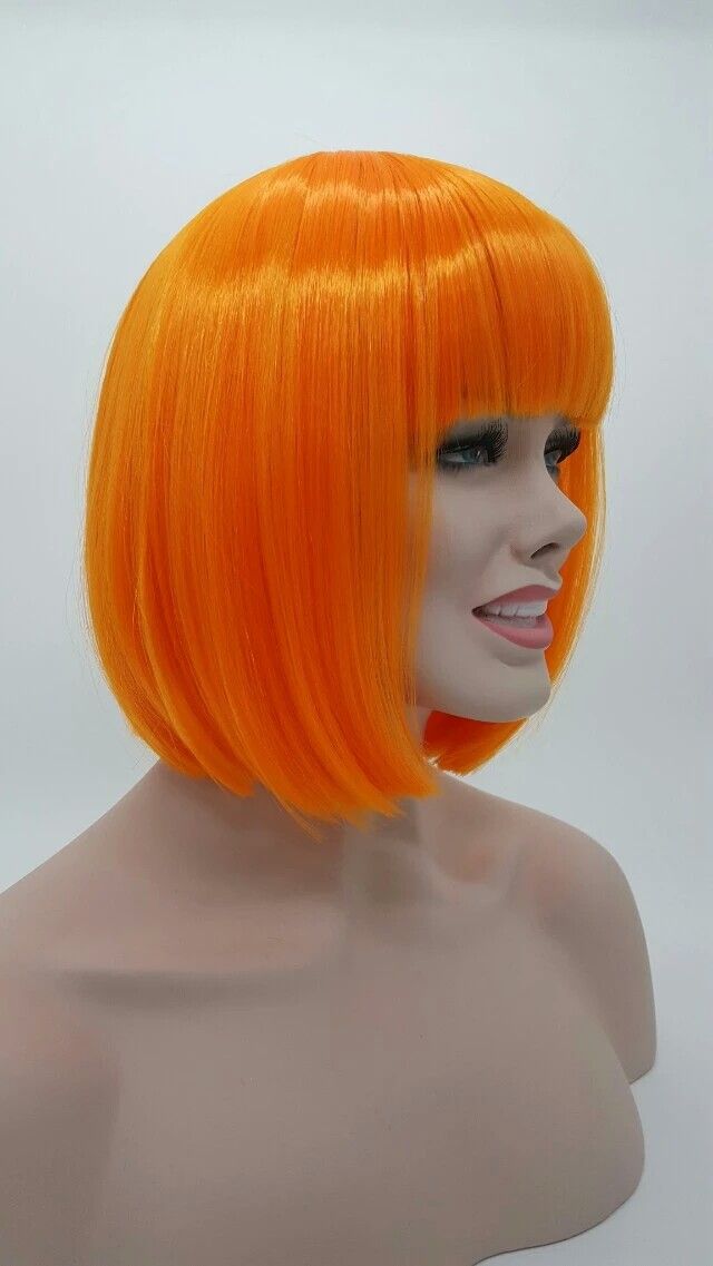 12 Inch Red White Orange Blonde Brown Black Cosplay Wigs Short Bob