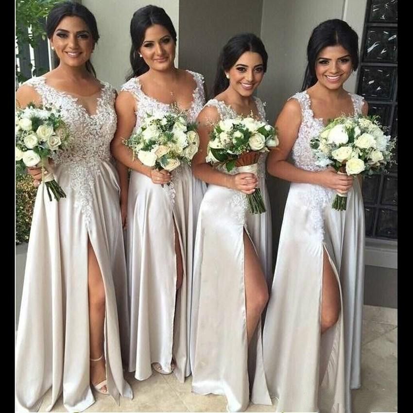 white silk bridesmaid dresses