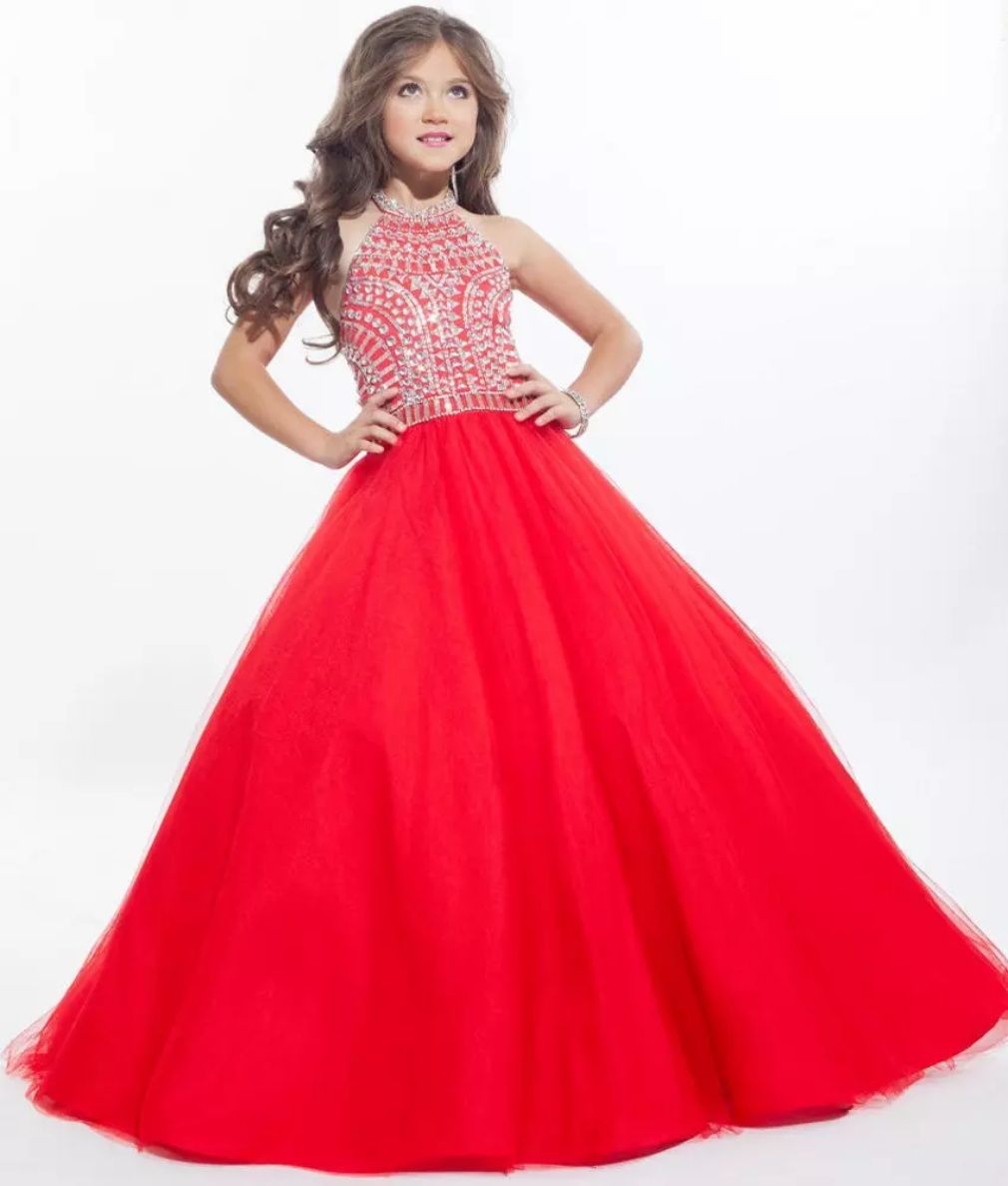 red pageant dress for little girl
