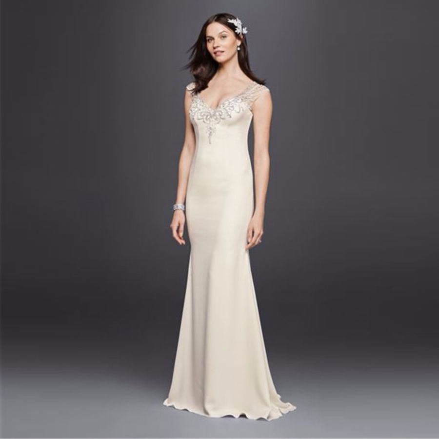 sheath crepe wedding dress