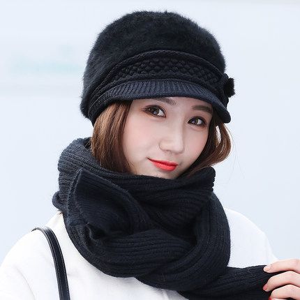Черный, шапка + шарф