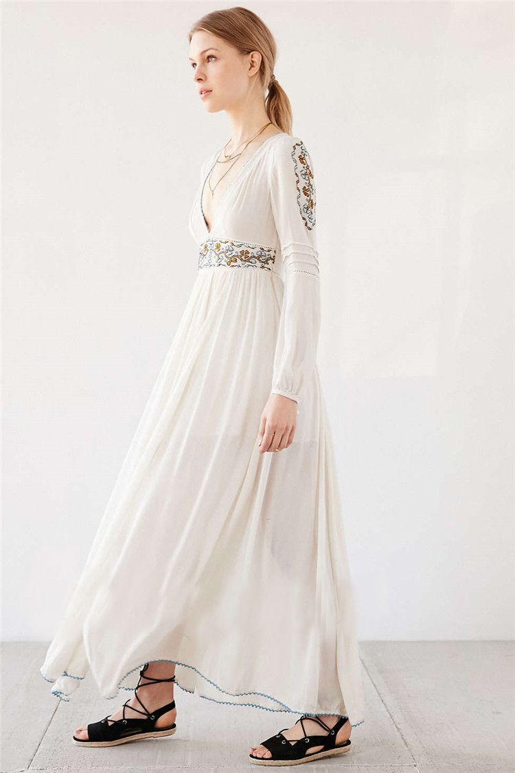 bohemian attire white dress