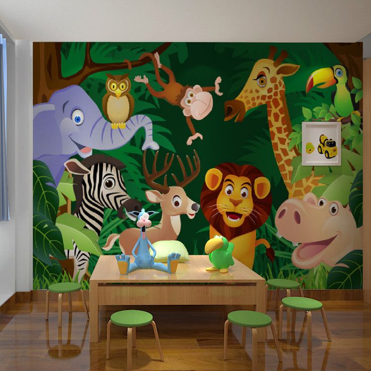 Grosshandel Kinderzimmer Kindergarten Grosse 3d Wandbild Tiere Wald
