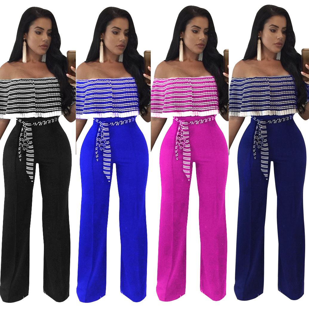 navy blue off shoulder jumpsuit