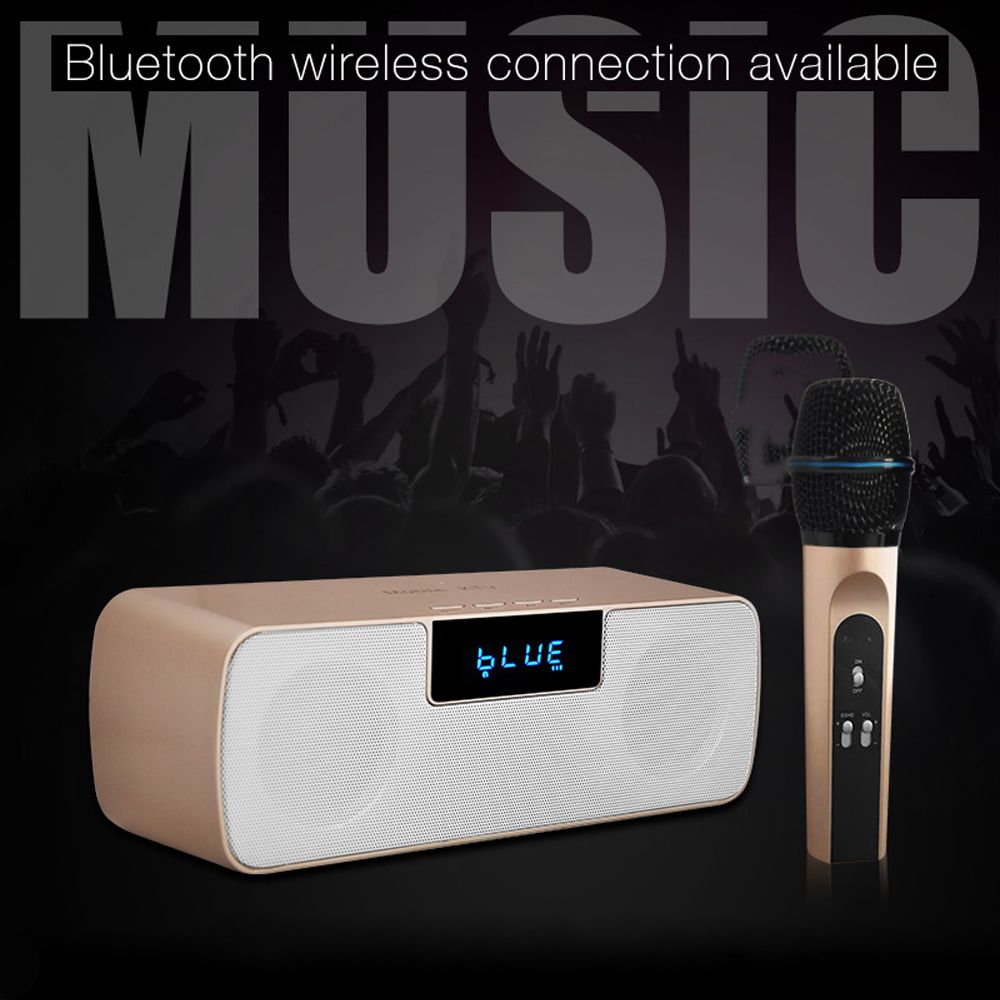Micr/ófono inal/ámbrico de karaoke Bluetooth de mano para el hogar KTV al aire libre Muisc jugar cantando en cualquier momento dorado