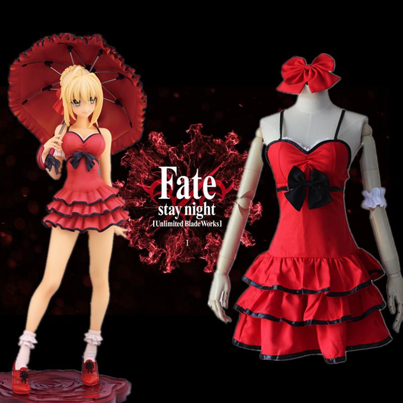 Anime japonés / Game Fate / Cosplay extra Saber Lily Costume Vestido rojo  para niñas diario o fiesta
