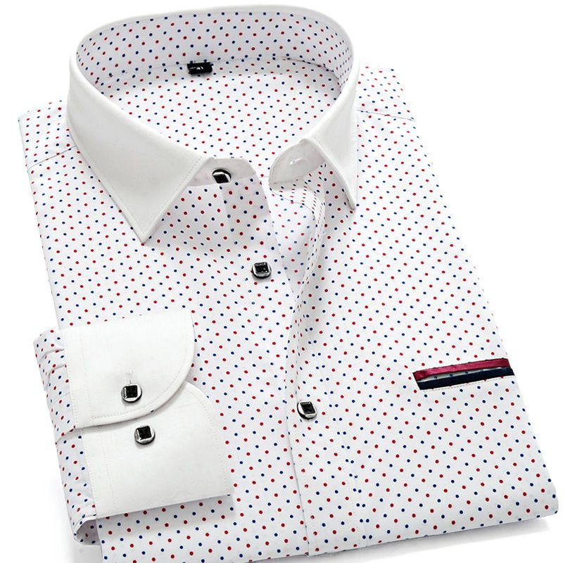 mens black and white polka dot dress shirt