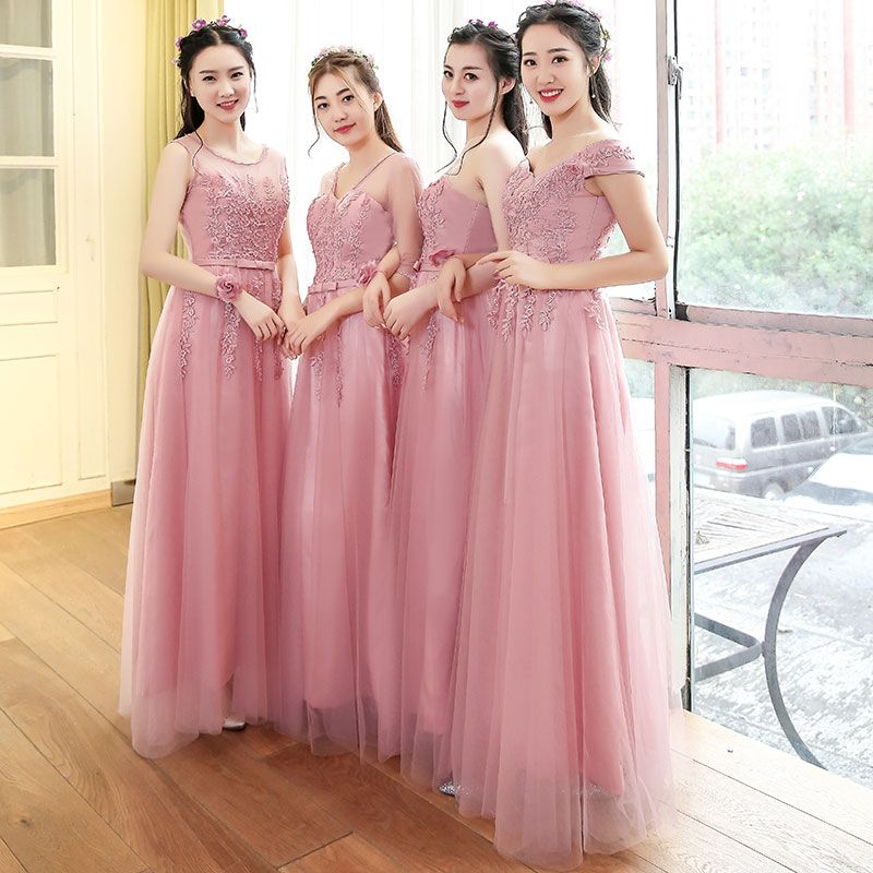 2017 Abito Da Damigella Donore Lungo Design Rosa Abito Da Cerimonia  Damigella Donore Stile Malva Da 58,93 € | DHgate Italy