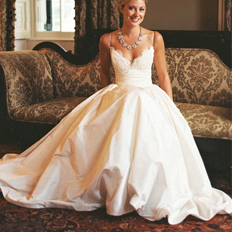Discount Popular Design White Taffeta Wedding Dresses 2017 Sexy