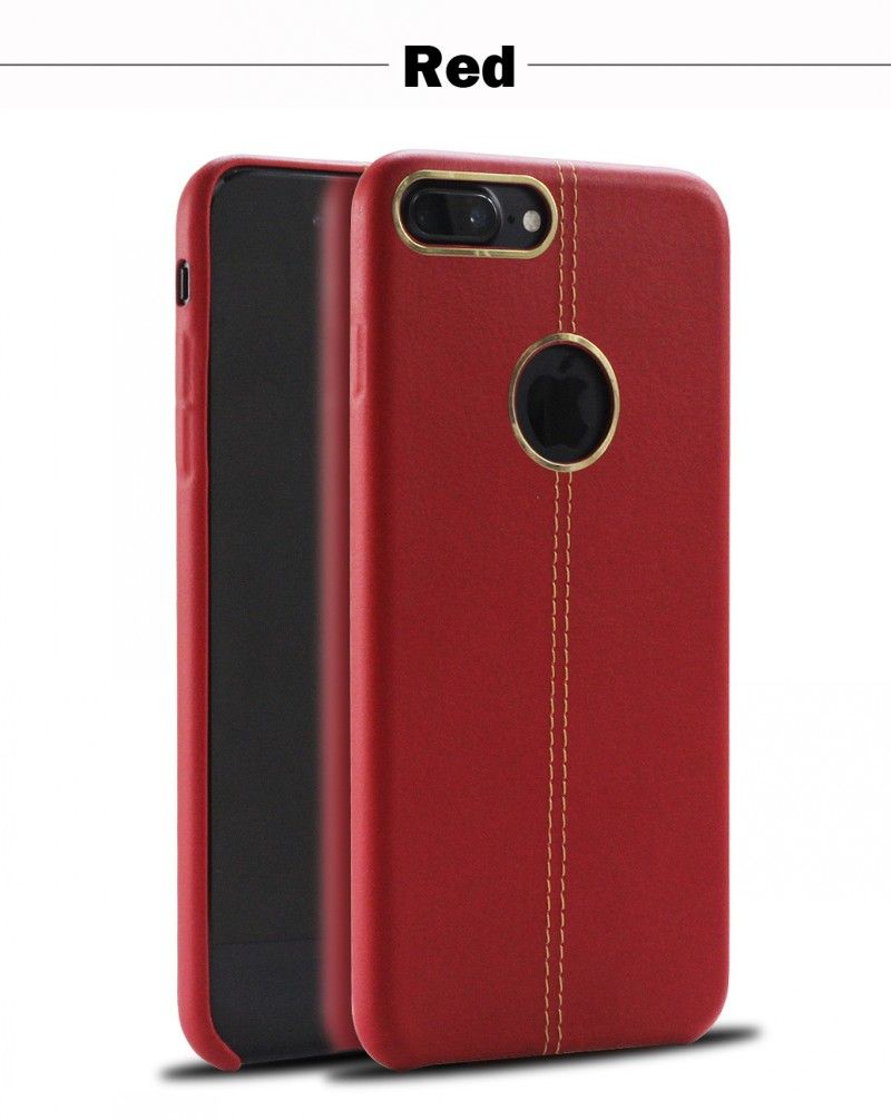 For Red Iphone 7 7 Plus Leather Case Leather Stitching With Metal Ring ...