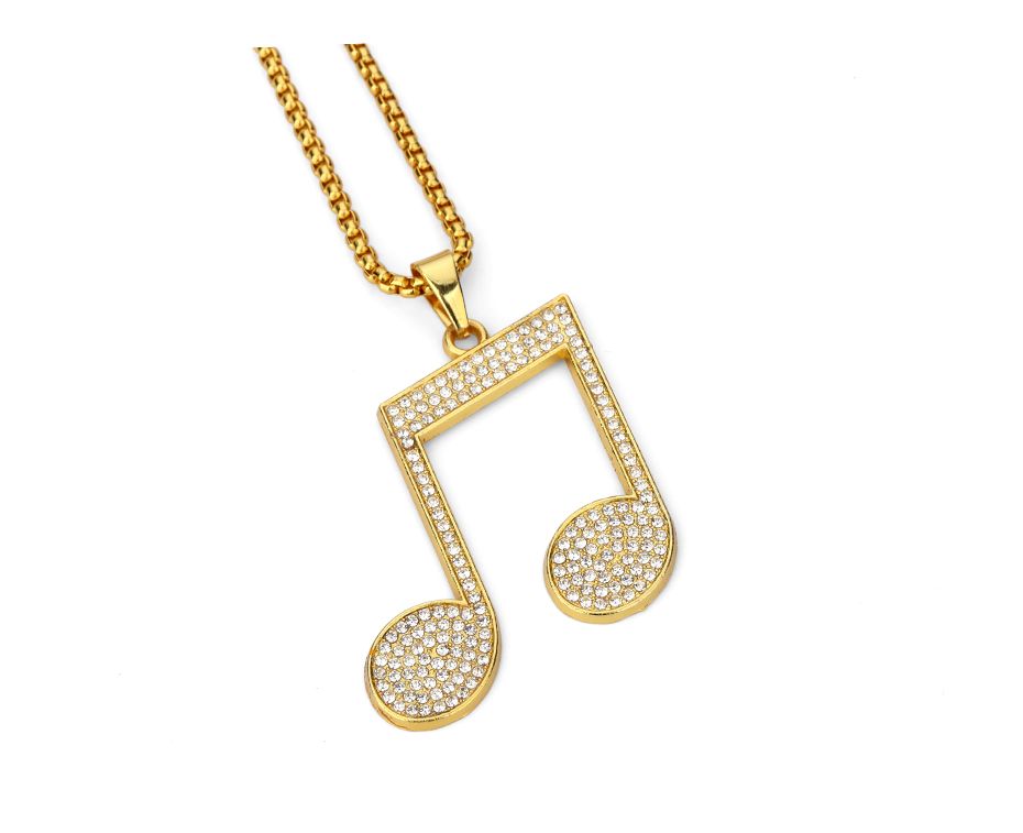 Wholesale 2018 Musical Note Pendant Necklace Alloy Bling Crystal