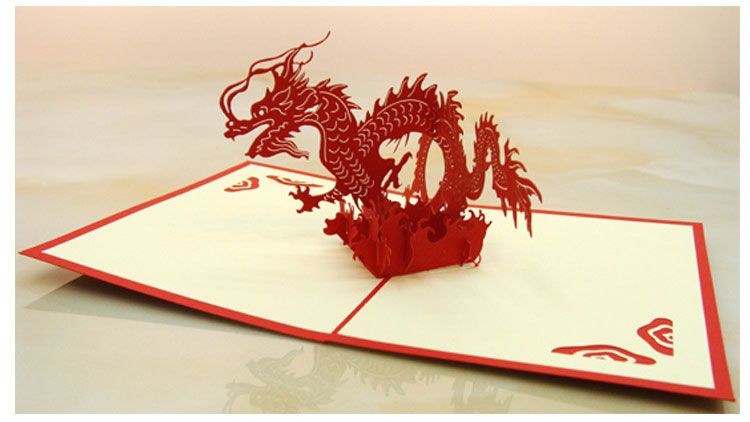 Acquista Biglietto Di Compleanno Pieghevole Fai Da Te Allingrosso Drago Cubico 3d Carta Pop Up Carta Fatta A Mano Arte Intaglio Cartoline Dauguri A