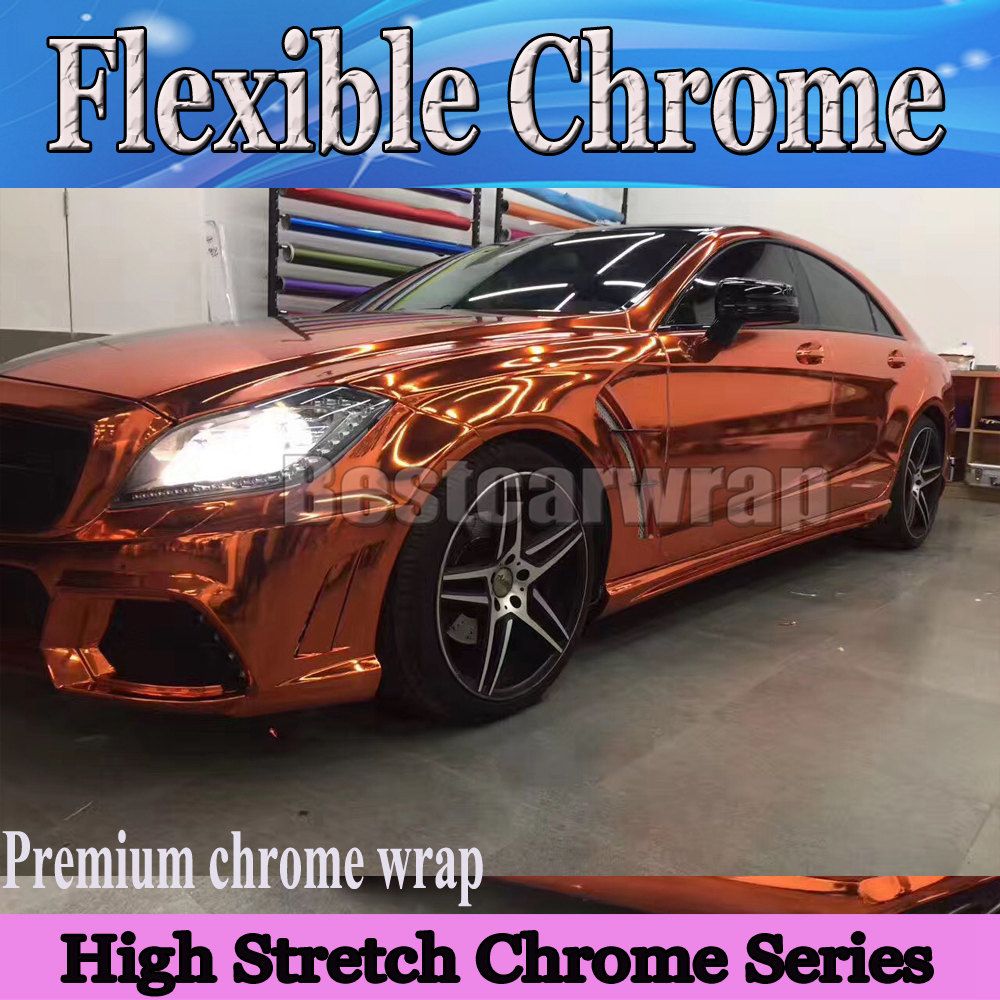 UK Mirror Red Metallic Chrome Car Vinyl Wrap Bubble Air Free