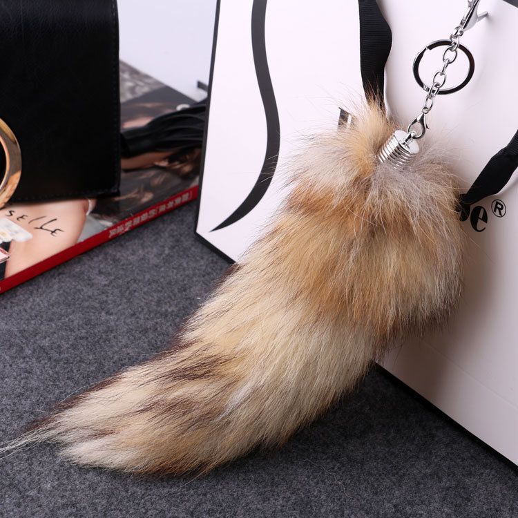 Large Faux Fox Fur Tail Keychain Tassel Bag Tag Strap Chain Charm Accessory Well 