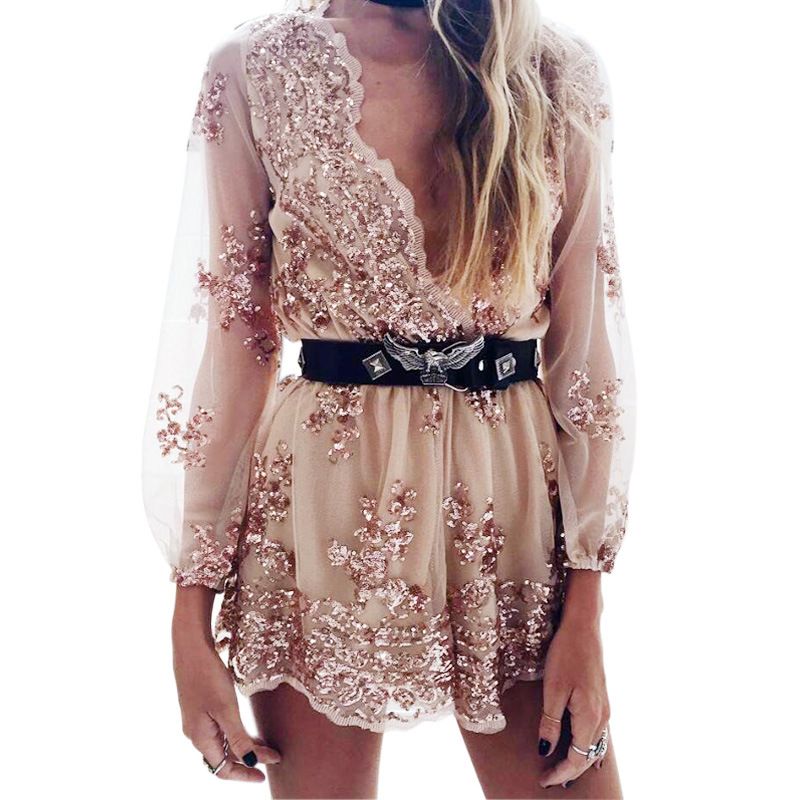 sequin long sleeve playsuit
