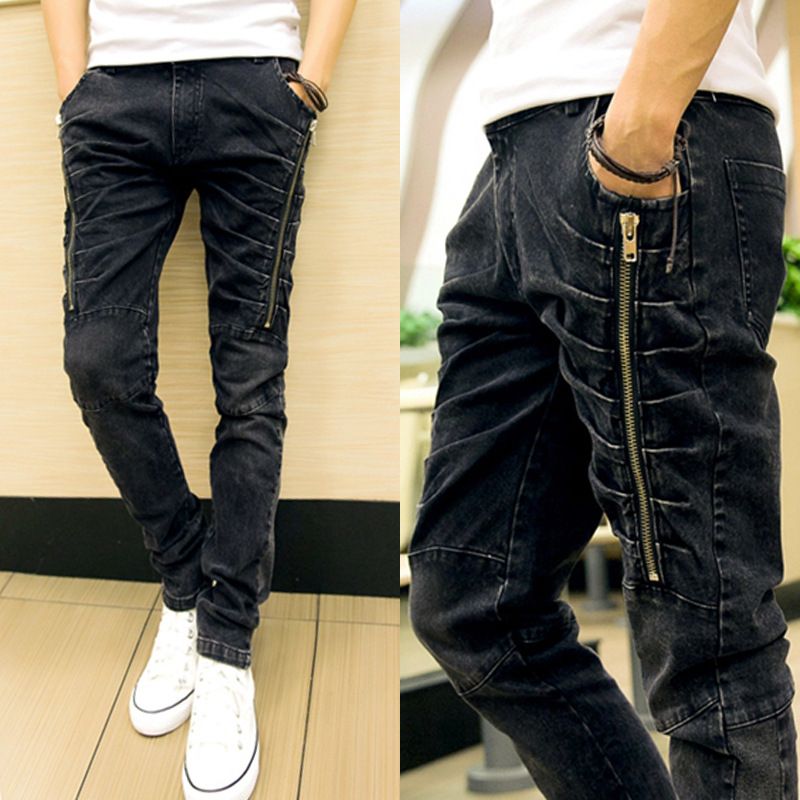 side zip jeans mens