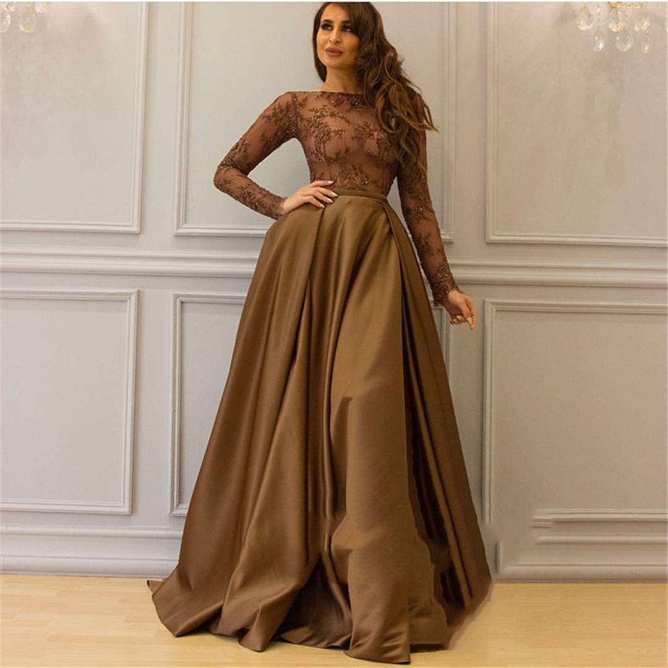 full sleeve evening gown