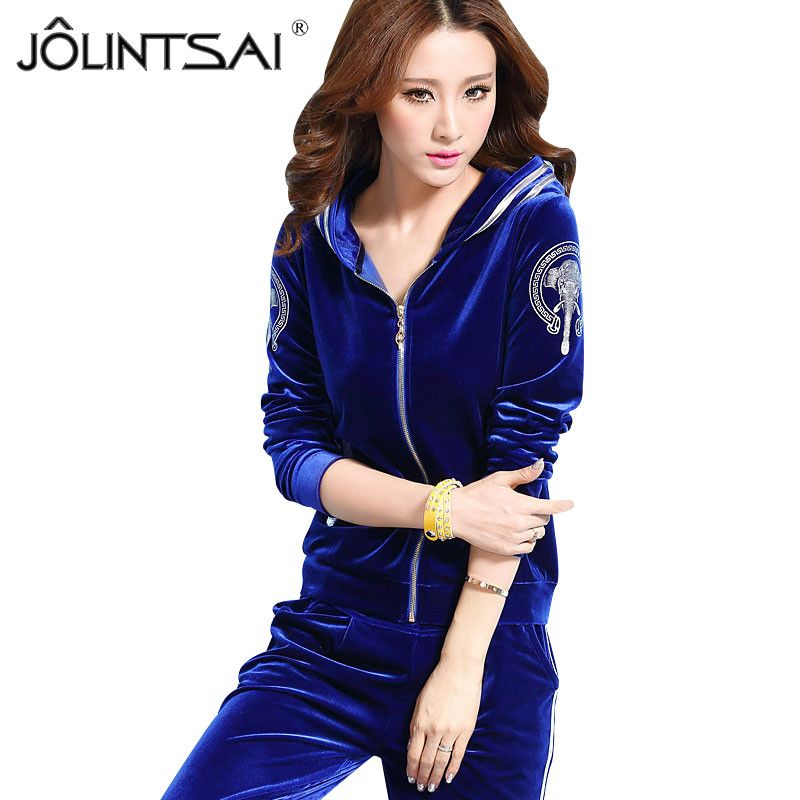 blue velour tracksuit womens
