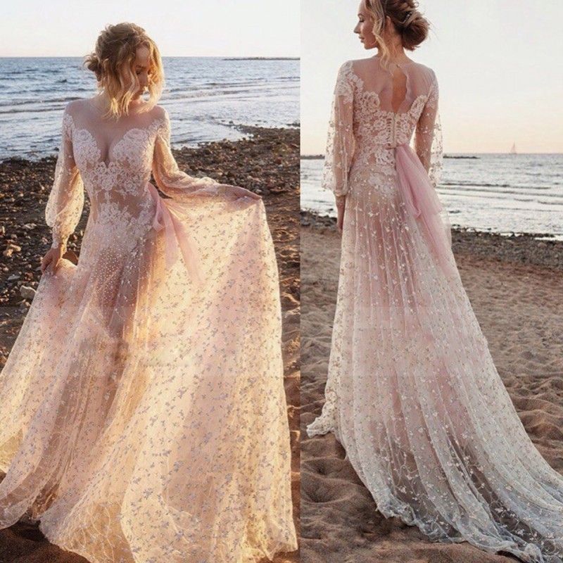 boho pink bridesmaid dress