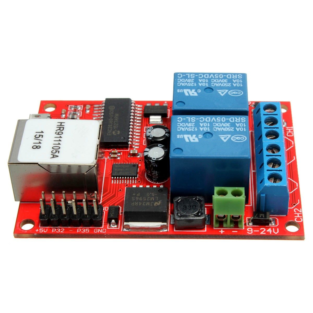 Ethernet IP 2 Way 10A Relay Board Delay Switch TCP/UDP Control Module WEB STM32 Ethernet IP 2 Way 10A Relay Board Delay Switch TCP/UDP Control Module WEB STM32