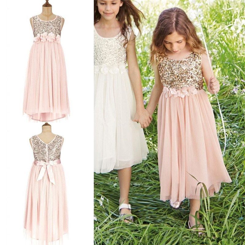 blush colored flower girl dress