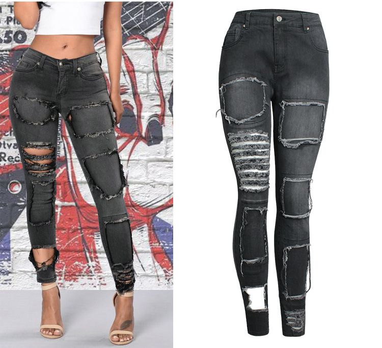 black destroyed skinny jeans womens