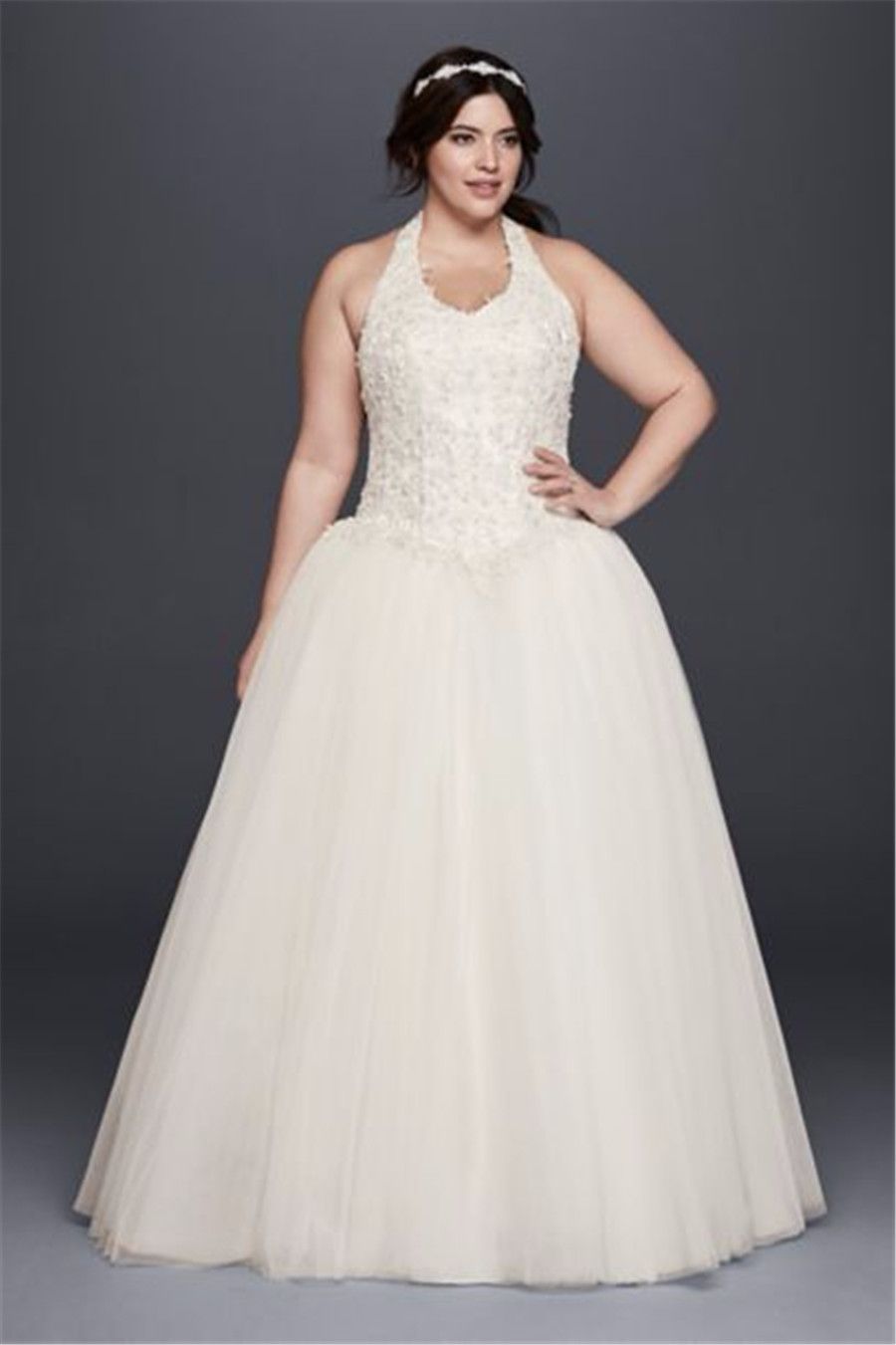 halter top wedding dresses plus size