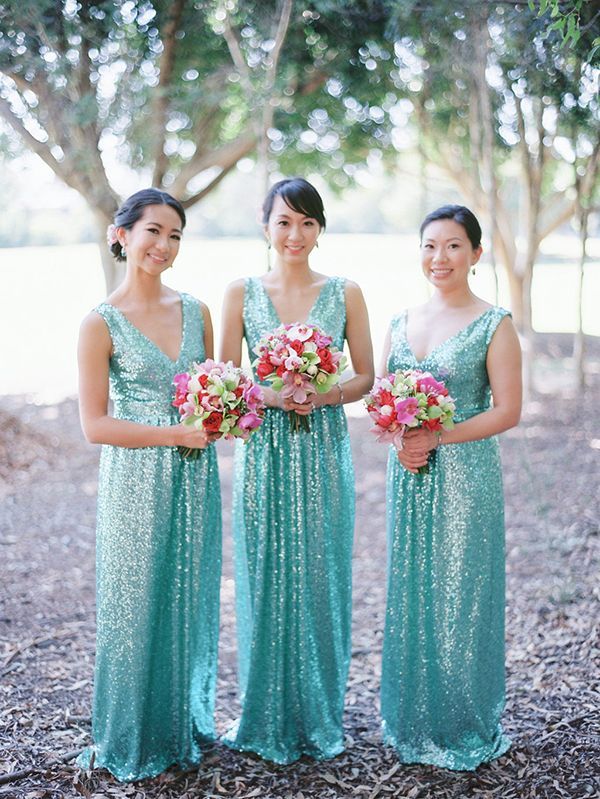teal sequin bridesmaid dress