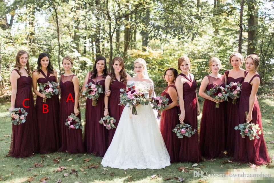 burgundy mismatched bridesmaid dresses