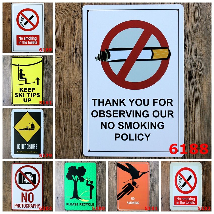 NO SMOKING CAR PLATE Vintage Tin Sign Bar pub Cafe Store home Wall Decor